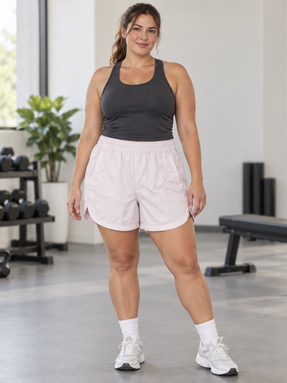 Free People FP Movement Shorts XL Pale Pink High Rise Running Athletic Gym Nylon